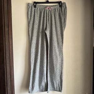 Grey and Pink Polka Dot Fleece Pajama Pants
